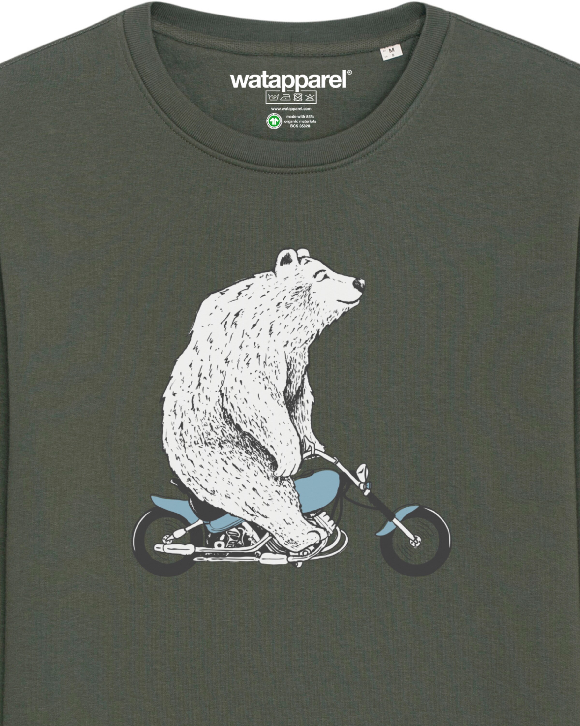 Watapparel Sweatshirt 'Bär auf Bike' in Groen