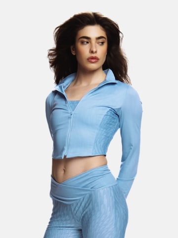EKCENTRIK Sports sweat jacket 'Baby Blue' in Blue: front