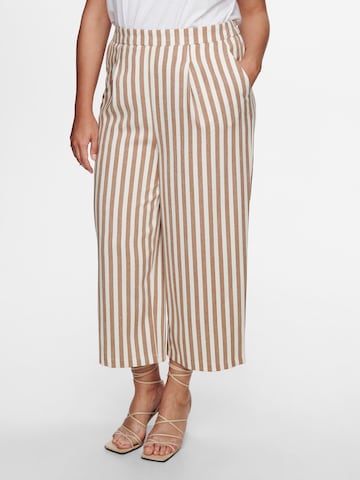 ONLY Carmakoma Regular Pleat-Front Pants 'Caris' in Brown