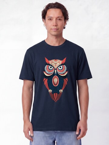 Maglietta 'Colorful Owl' di Watapparel in blu: frontale