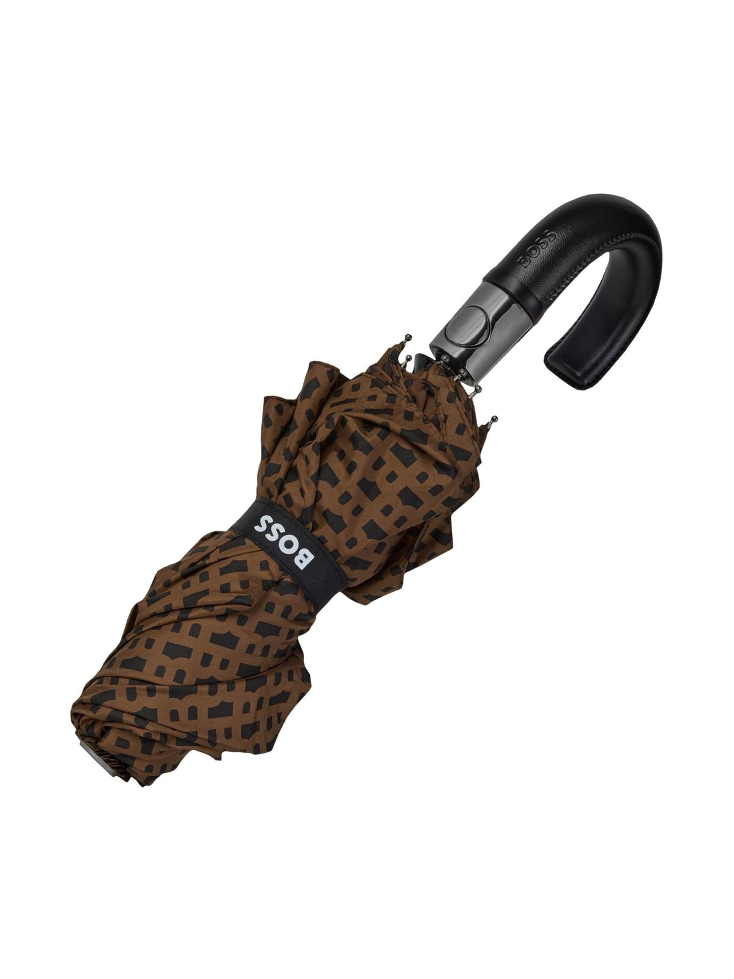 Parapluie 'Pocket umbrella Monogramme Dark Grey' BOSS en marron