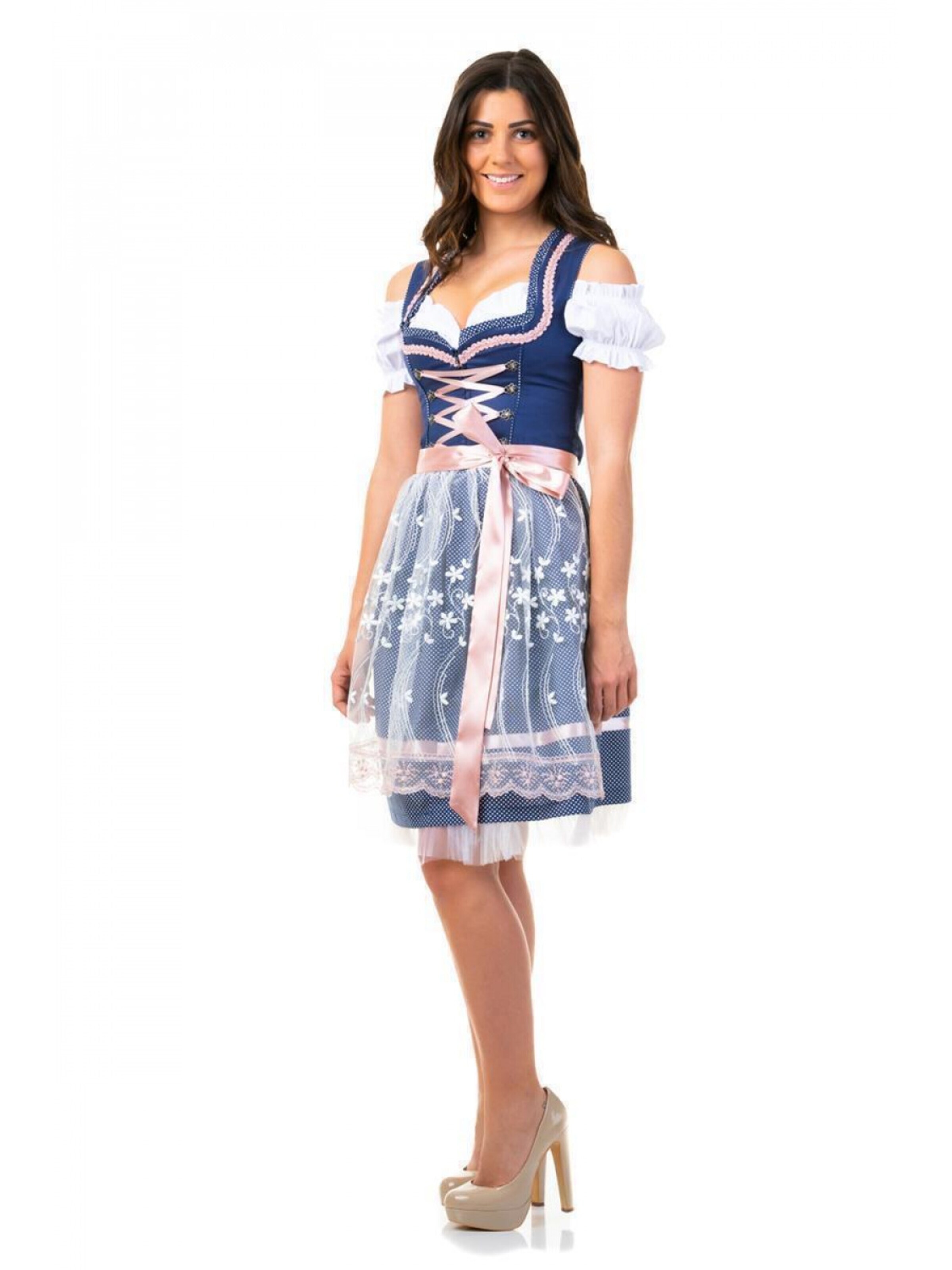Trachtl Dirndl 'DIRNDL TRACHTENKLEID DAMEN SARAH BLAU 3TLG'‌ in Blau: Vorderseite