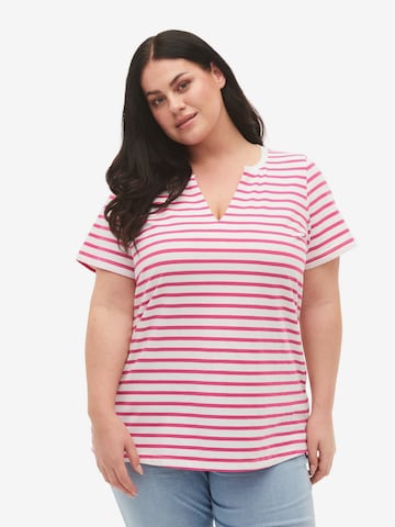 Zizzi Shirts 'EDORIT' i pink: forside