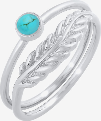 ELLI Ring Boho 'Feder' in türkis / silber, Produktansicht