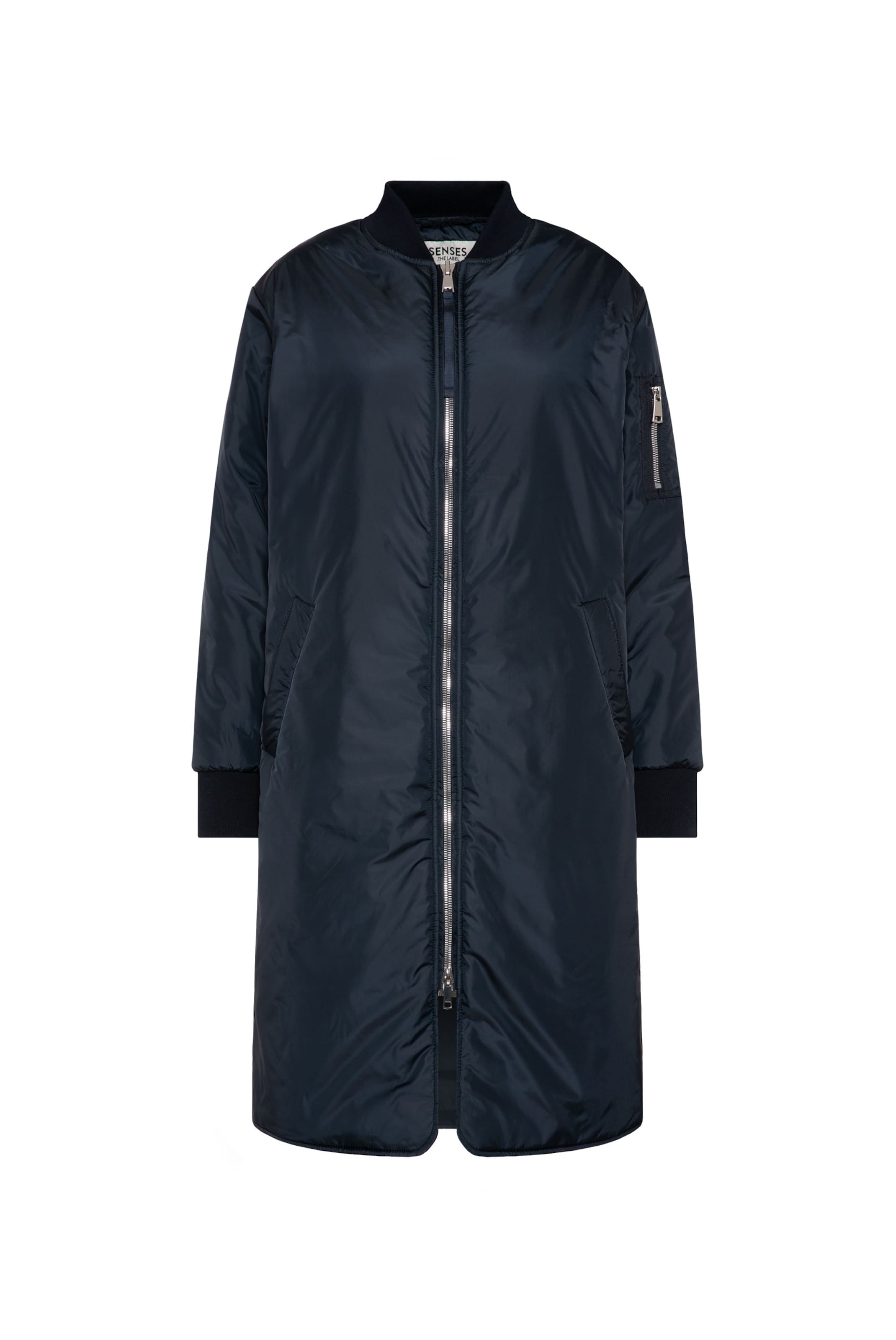 SENSES.THE LABEL Lange Jacke im Blouson-Stil in Blau: Vorderseite