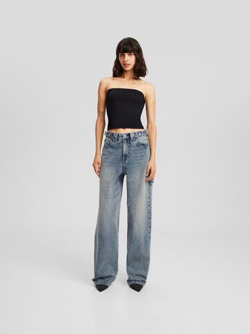 Wide leg Jeans de la Bershka pe albastru