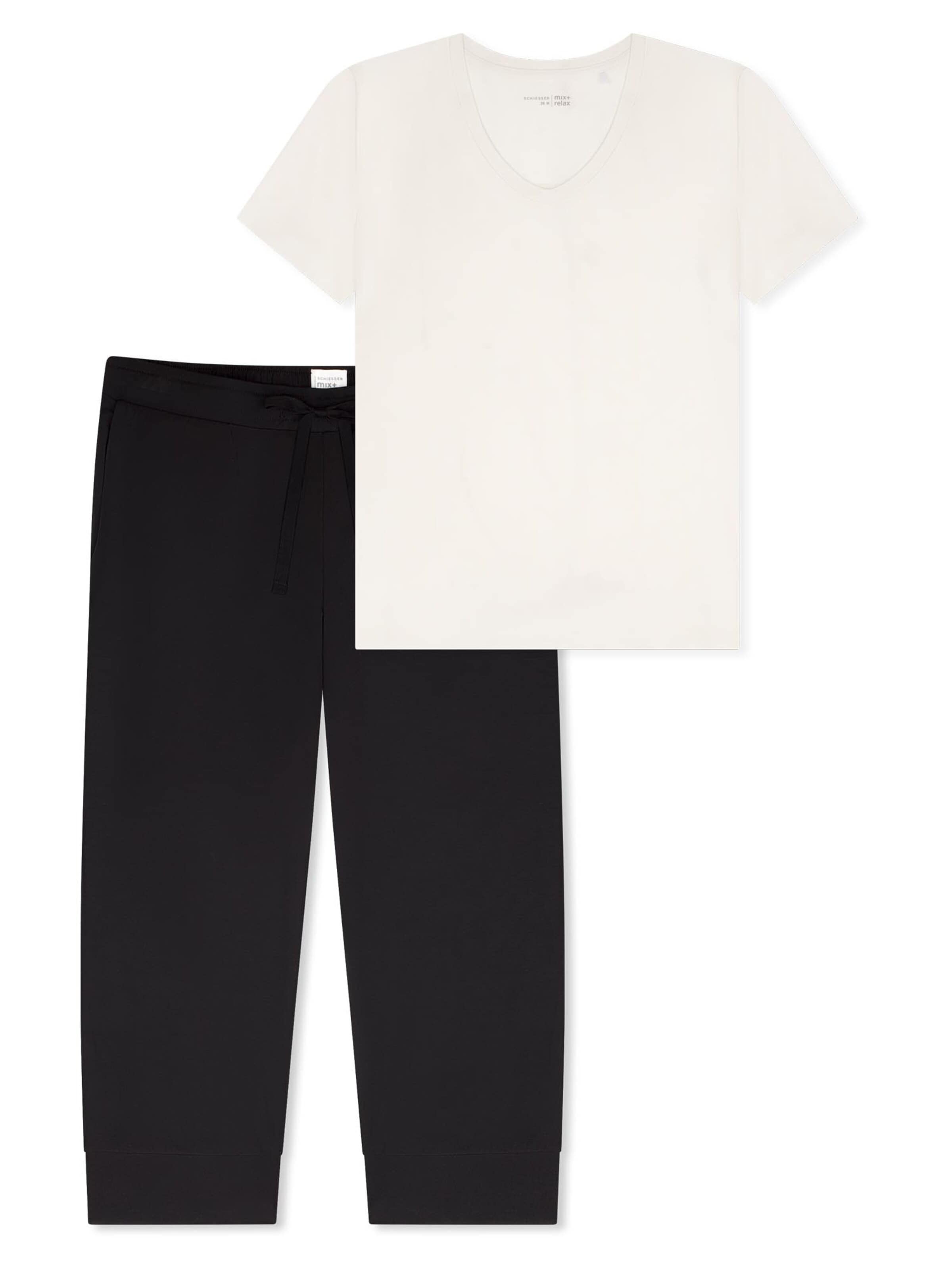 SCHIESSER Pyjama 'Mix & Relax' in Schwarz: Vorderseite