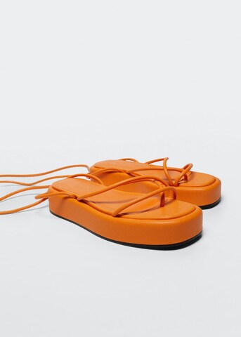 MANGO T-Bar Sandals 'Tube' in Orange