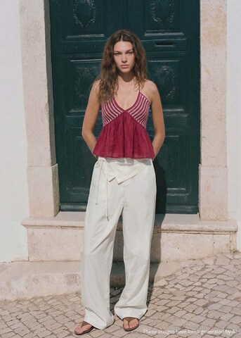 MANGO TEEN Loose fit Pants in White: front