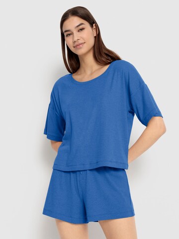 LSCN by LASCANA - Pijama de pantalón corto en azul: frente