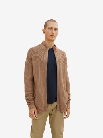 TOM TAILOR Knit cardigan in Brown: front