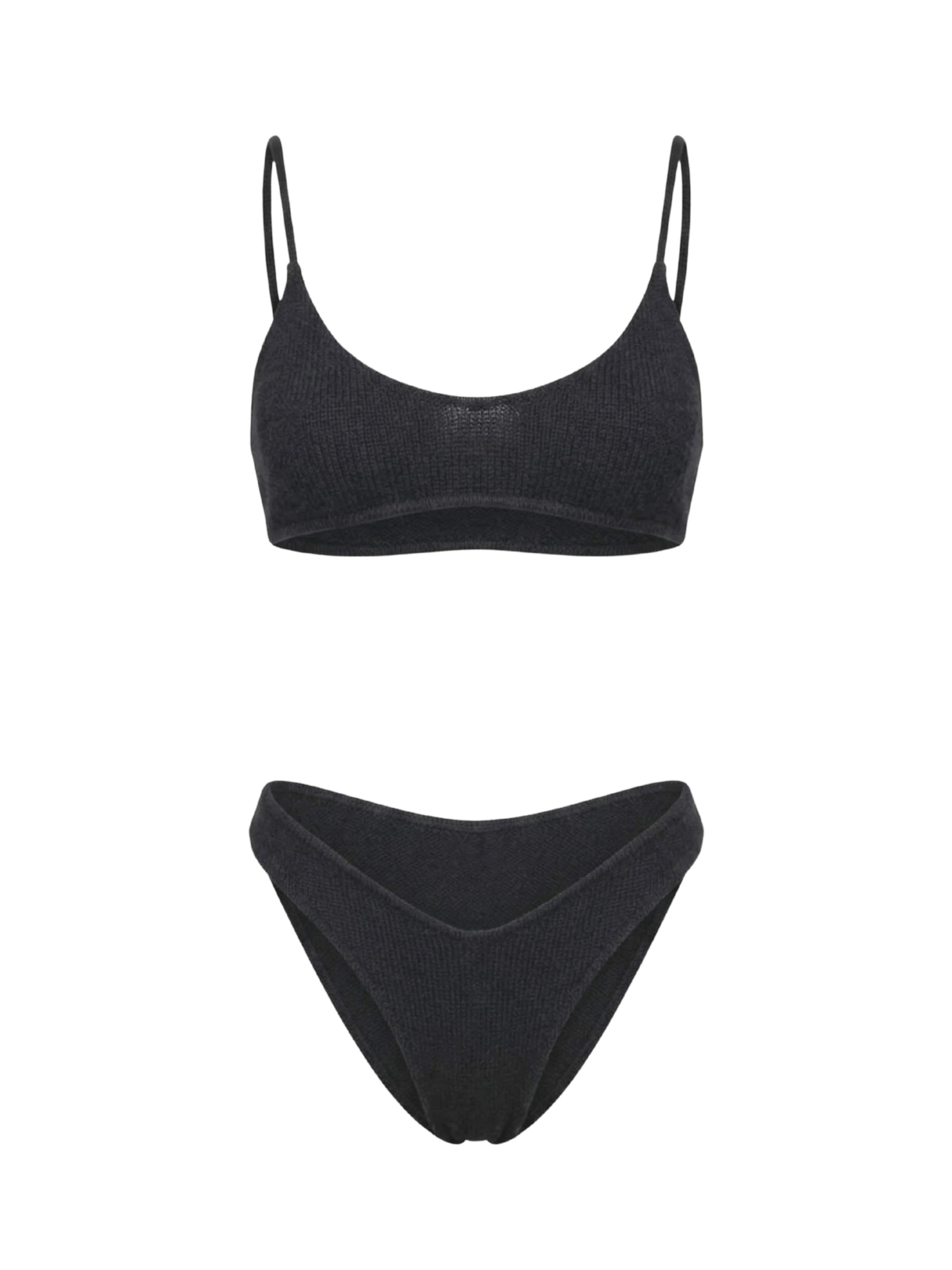 ZUBEK Bustier Badpak 'Women's Merino Wool Bikini Set - Black' in Zwart: voorkant