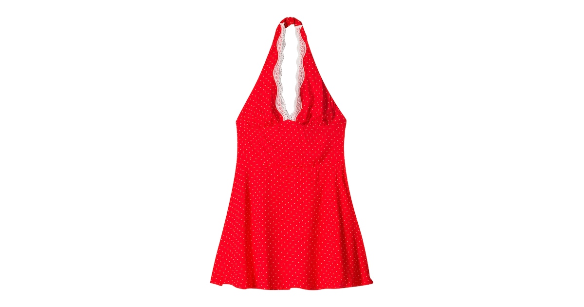 bershka red polka dot dress Strappy mini dress ARIES x BERSHKA - Women