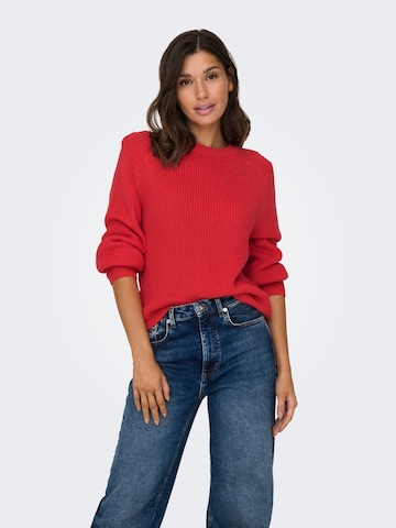 ONLY Пуловер 'BASE' в червено: отпред