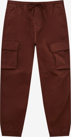 Effilé Pantalon cargo Pull&Bear en marron : devant