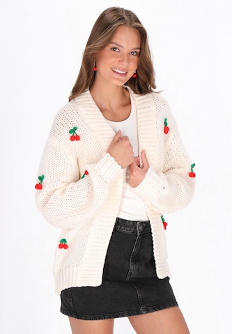 MYMO Oversize kardigán - Biela: predná strana