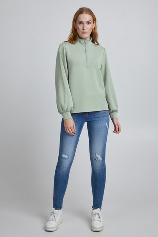 b.young Sweatshirt 'BYPUSTI HALFZIP' in Groen