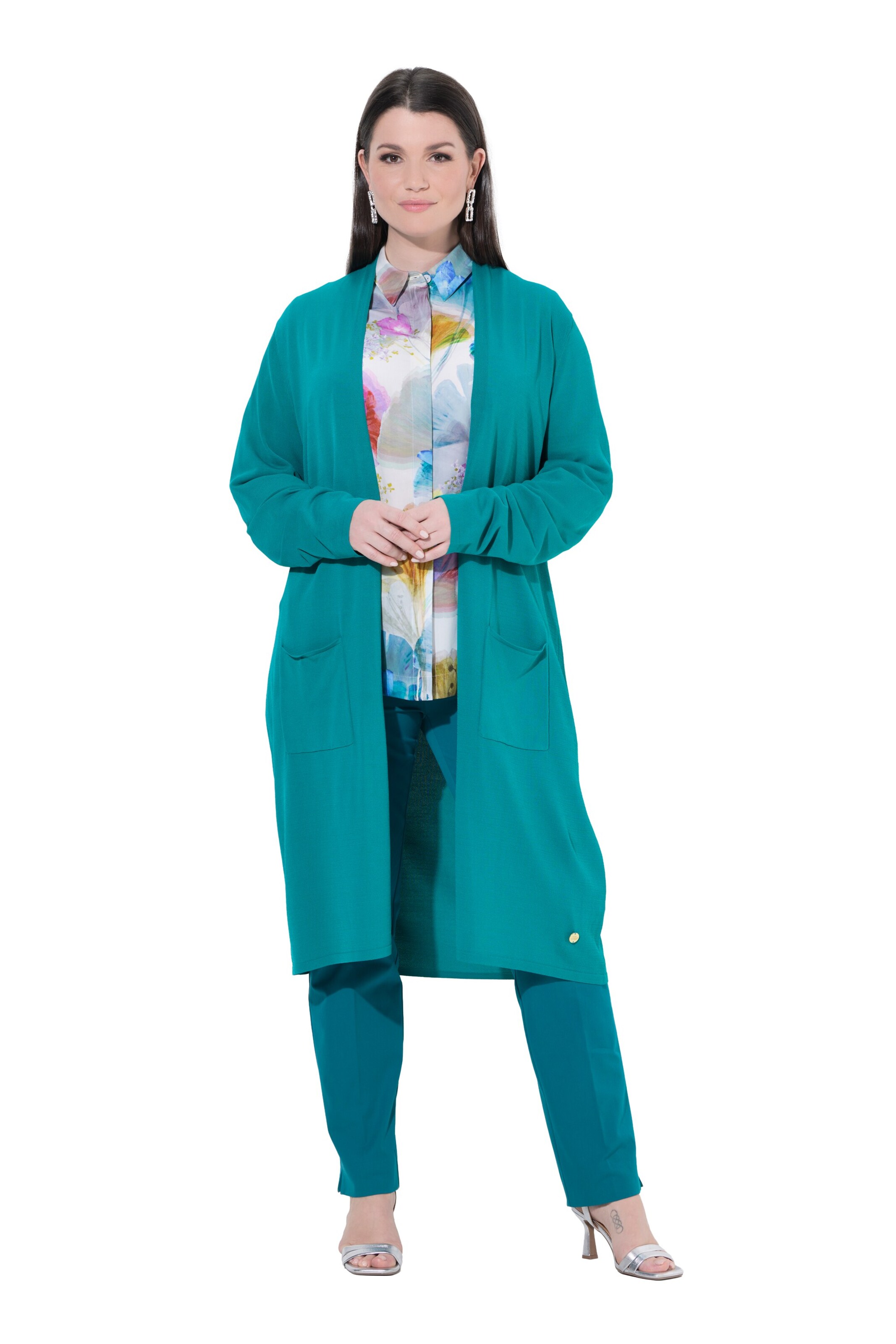 Ulla Popken Gebreid vest in Blauw: voorkant
