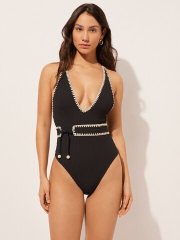 CALZEDONIA Badeanzug 'Bicolor' in Schwarz