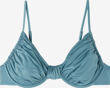 CALZEDONIA Balconette Bikini Top in Blue: front
