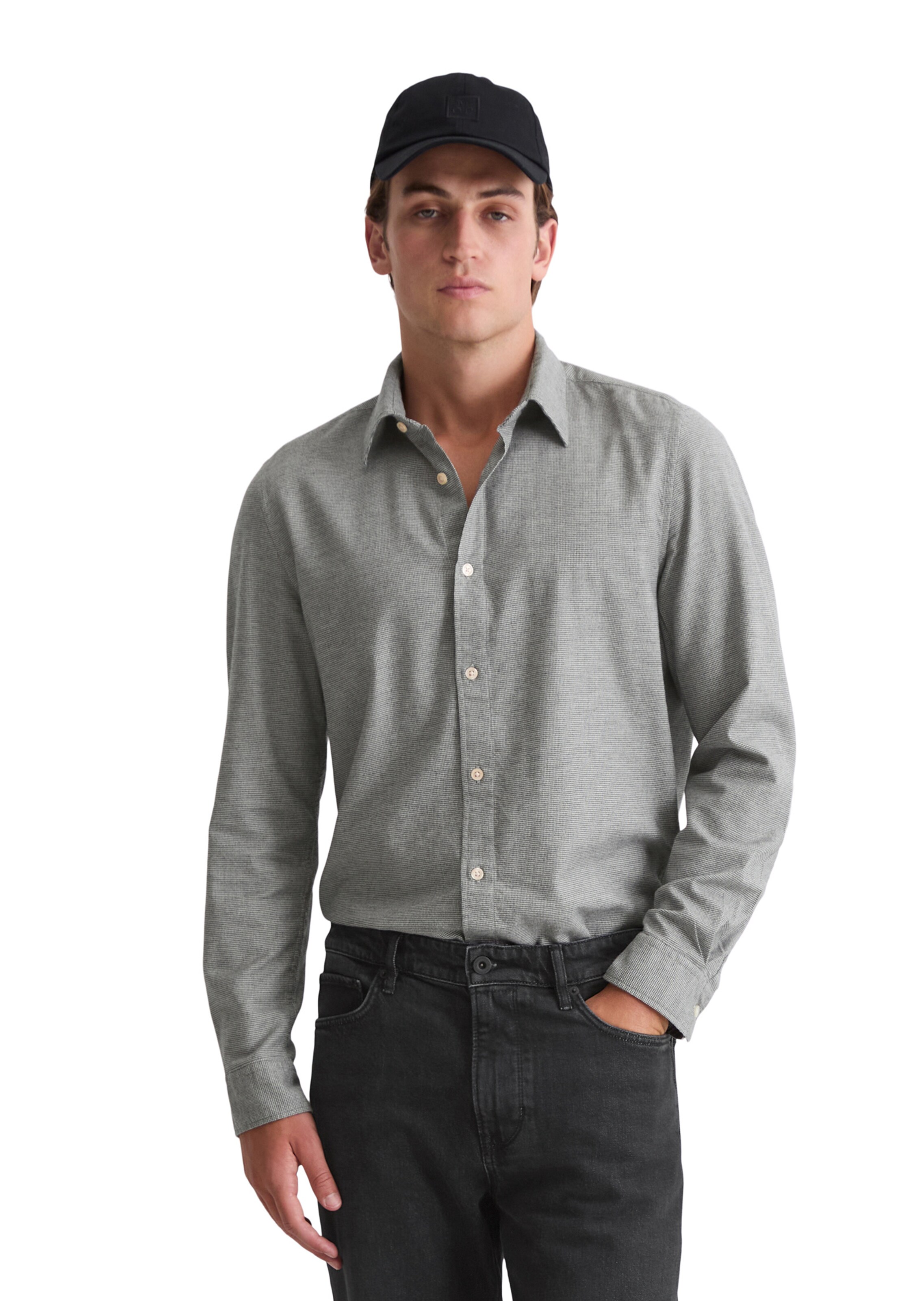 Marc O'Polo Regular fit Button Up Shirt in Grey: front
