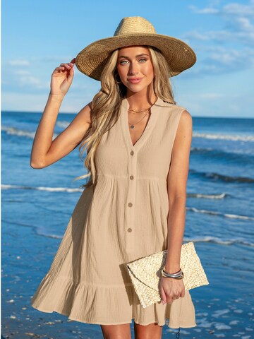 Cupshe Beach Dress 'Ruffled Trim' in Beige