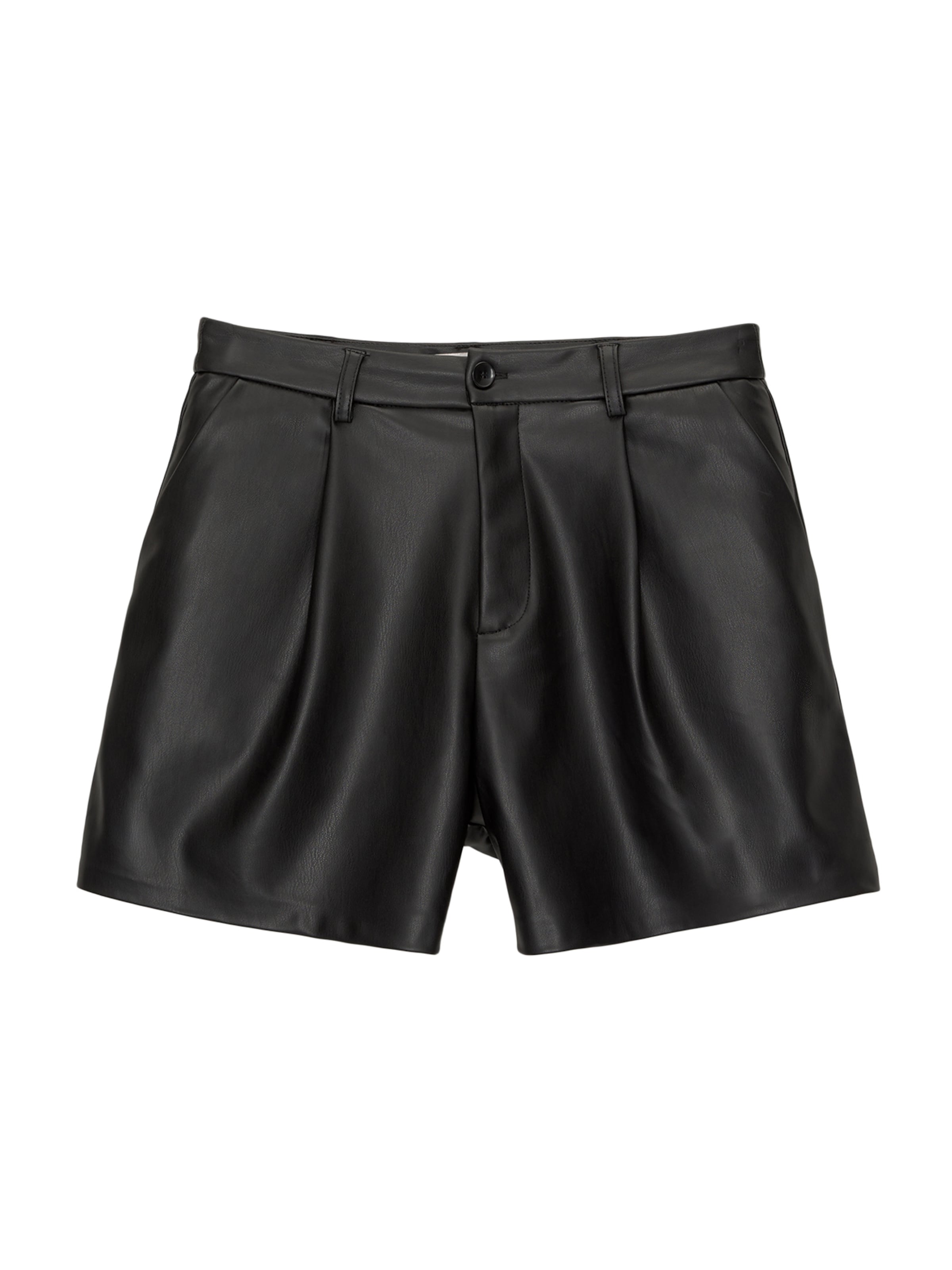 Pull&Bear Regular Pleat-front trousers in Black: front