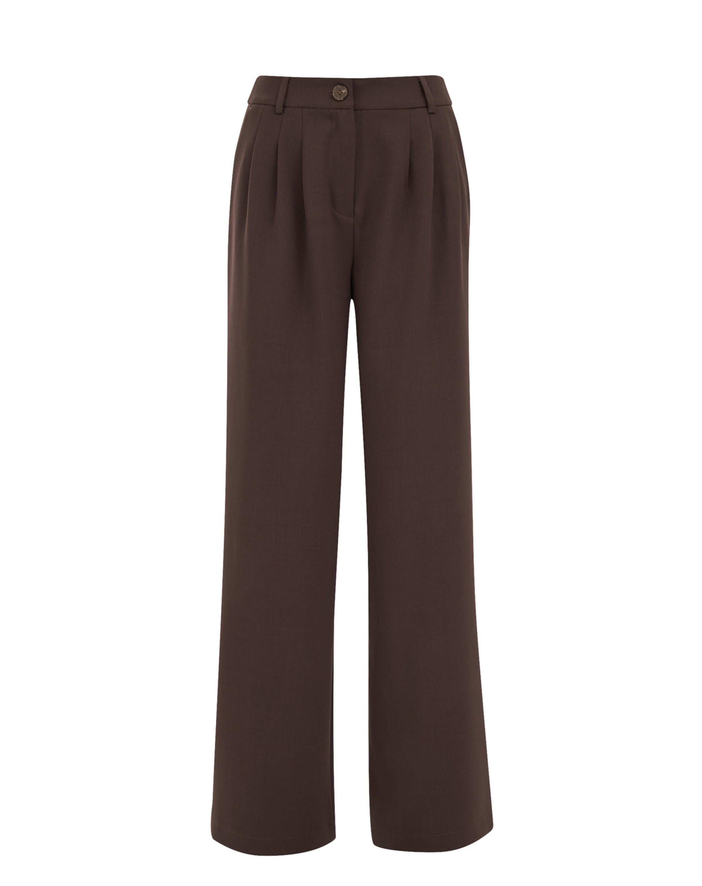 WE Fashion Wide Leg Bukser med lægfolder i brun: forside