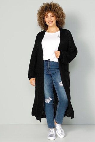 MIAMODA Knit Cardigan in Black: front