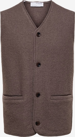 Gilet SELECTED HOMME en marron : devant