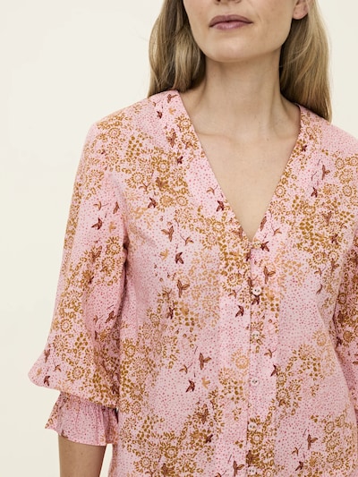 Odd Molly Shirt 'Blooming' in Light brown / Dark brown / Orange / Rose, Item view