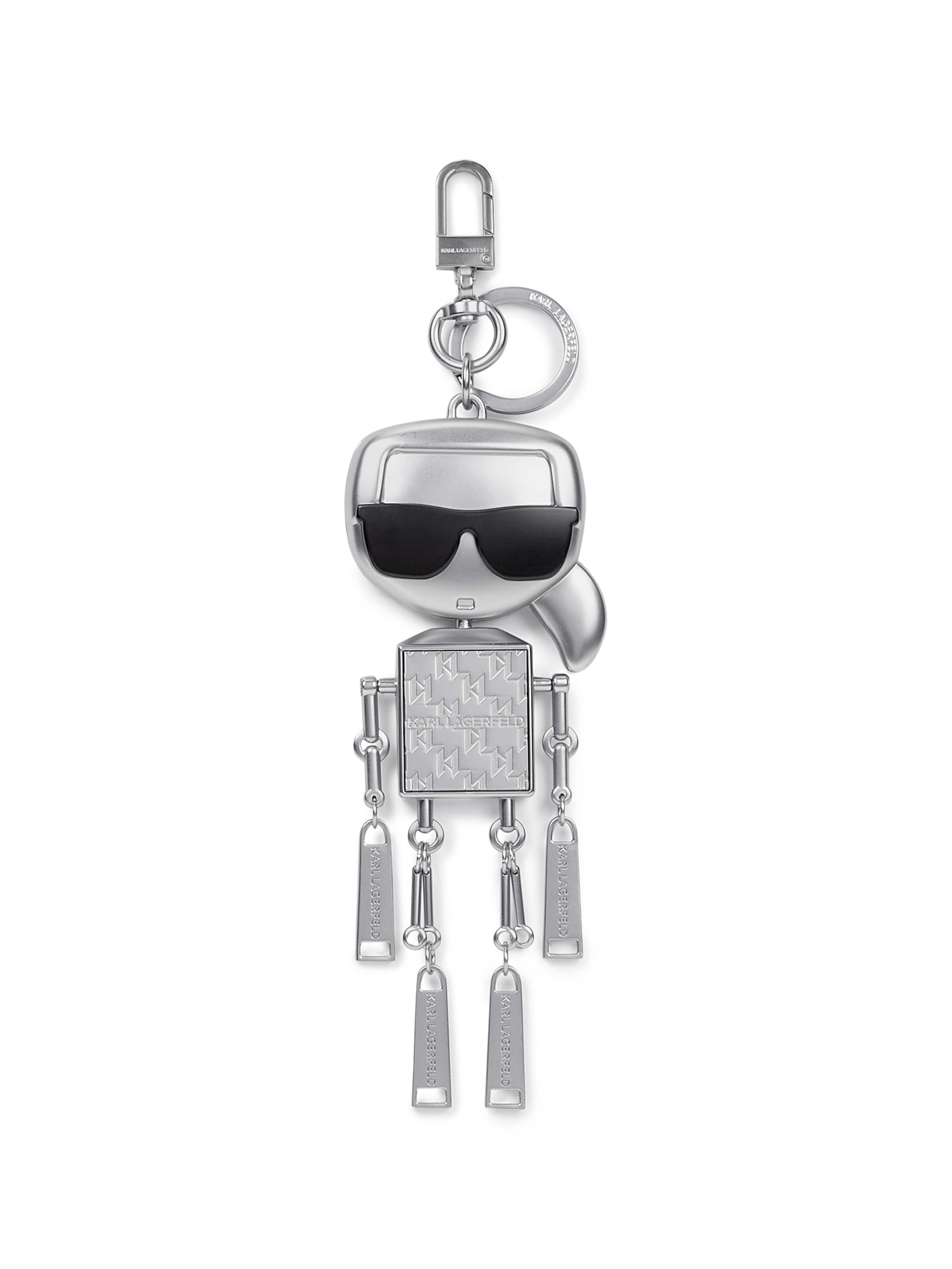 Karl Lagerfeld Брелок ' Ikon Schlüsselring mit Roboter ' в Серебристый: спереди