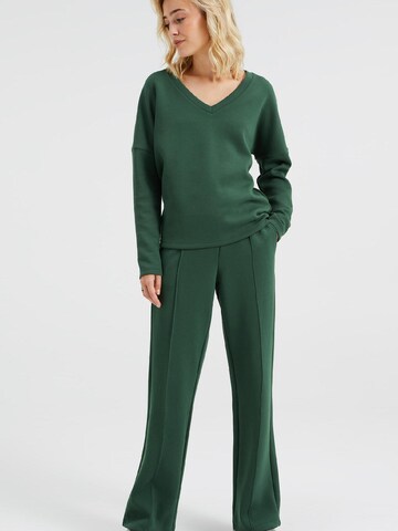 WE Fashion Loosefit Παντελόνι με τσάκιση σε πράσινο