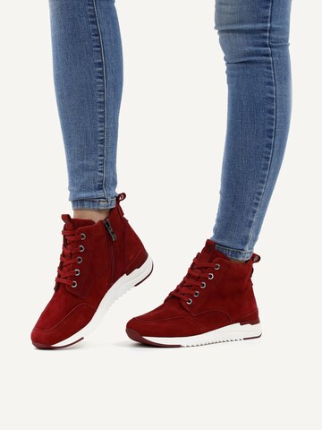 CAPRICE Lace-Up Ankle Boots in Red