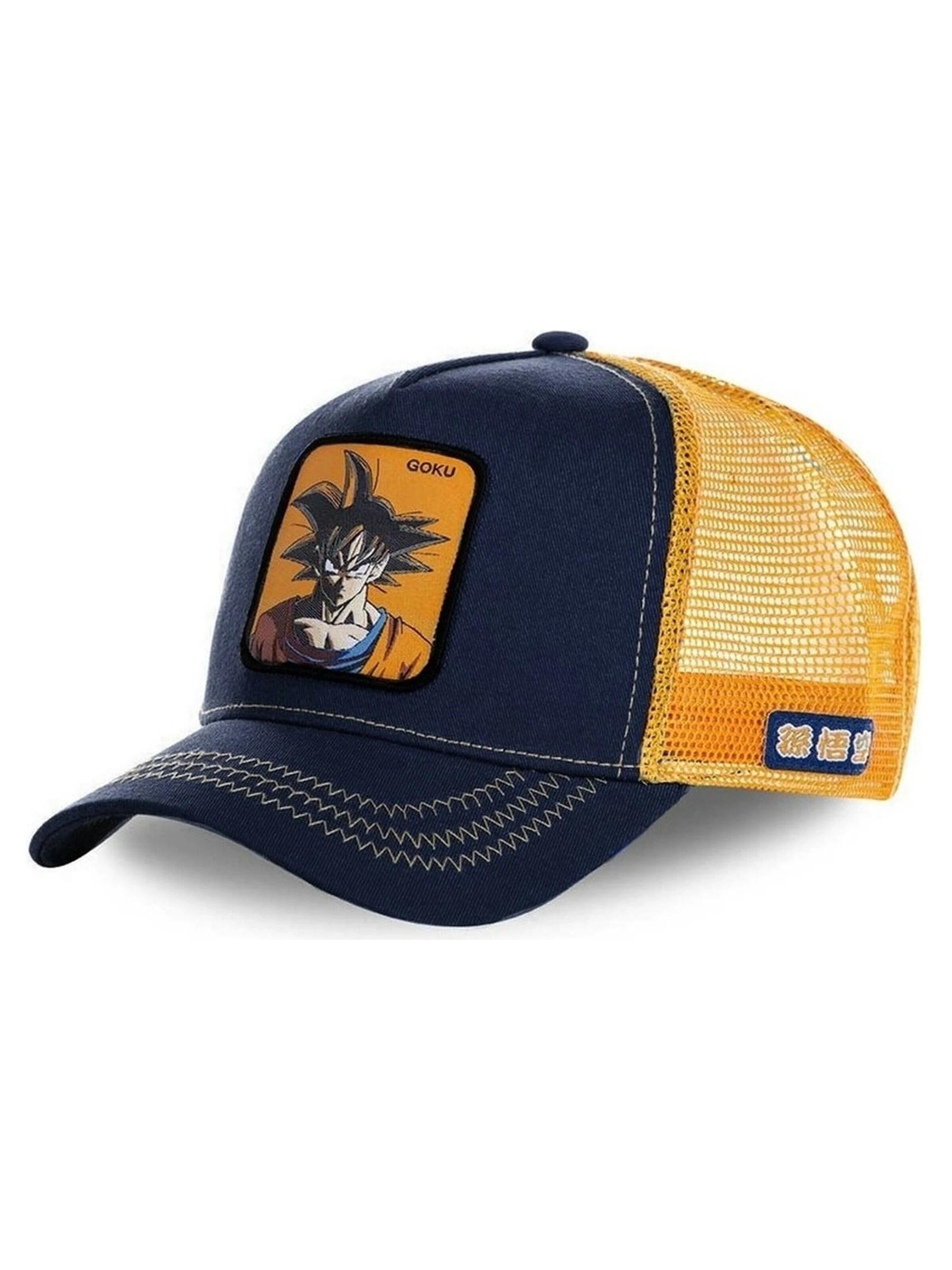 Casquette 'Gorra collab negra trucker logo bordado goku frente visera curva' Capslab en bleu : devant