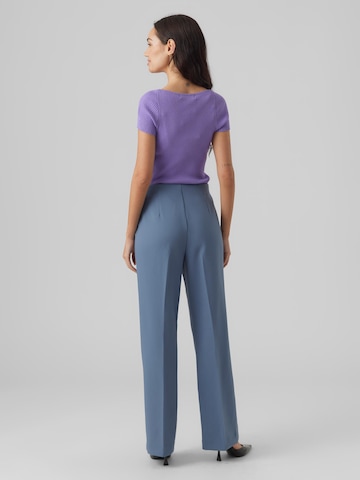 VERO MODA Regular Trousers with creases 'SANDY' in Blue