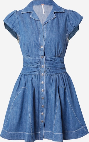 Free People - Vestido camisero en azul: frente