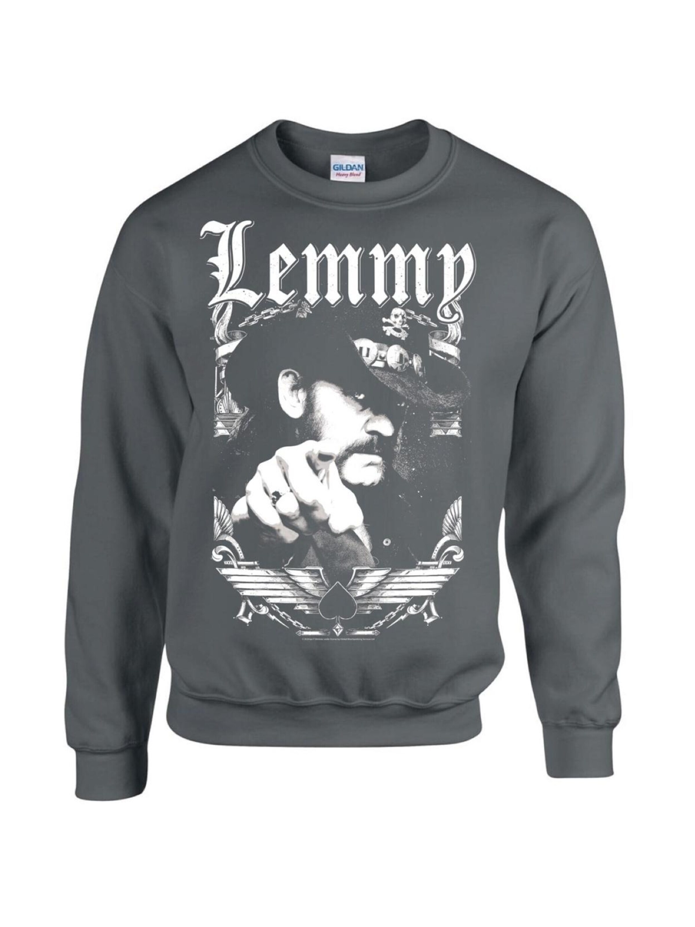 Lemmy Kilmister Sweatshirt 'Lemmy Kilmister Respect 1945-2015 Sweatshirt' i grå: framsida