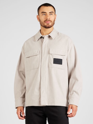 Calvin Klein Jeans Comfort fit Button Up Shirt in Beige: front
