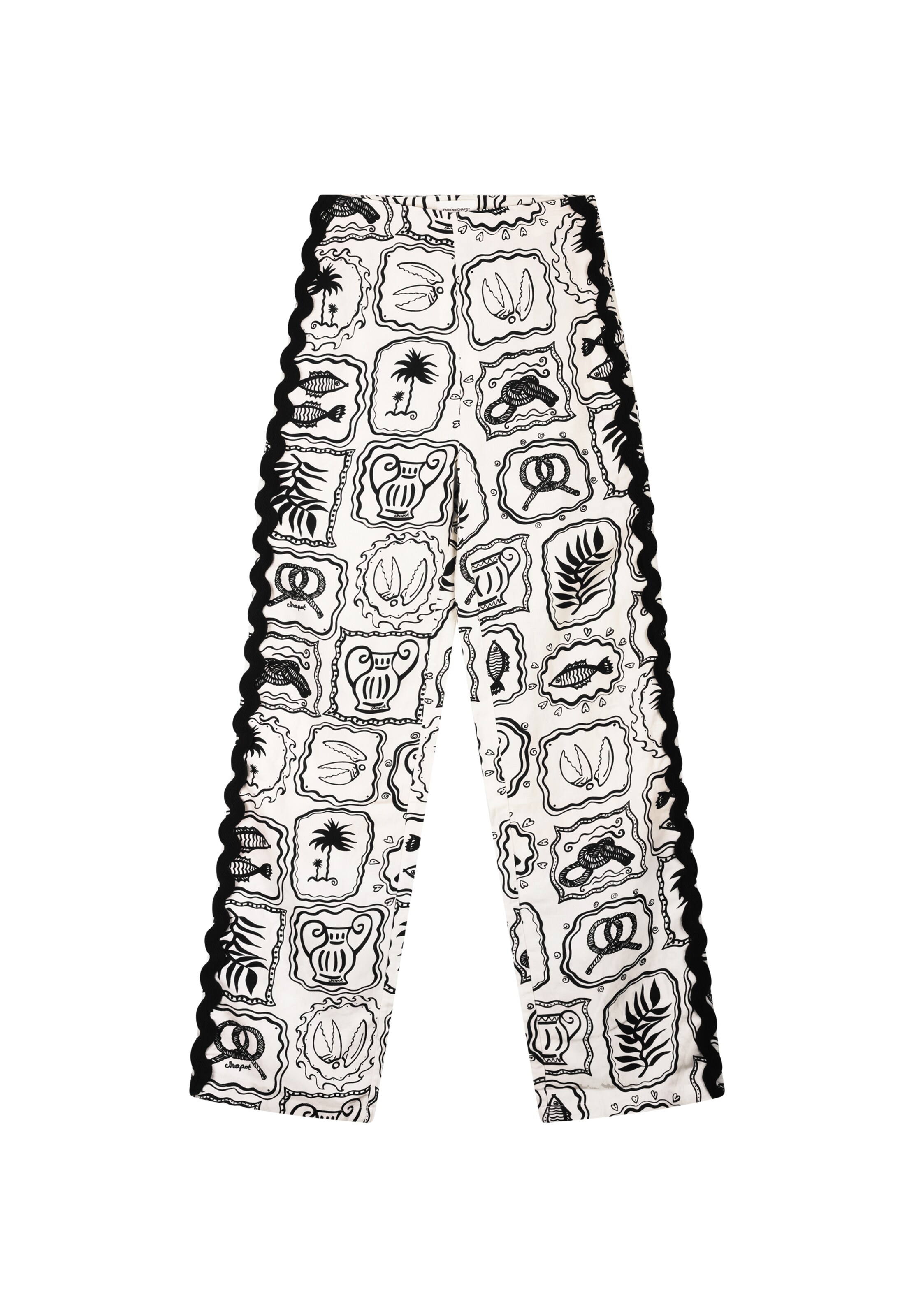 Fabienne Chapot Wide leg Broek in Beige: voorkant