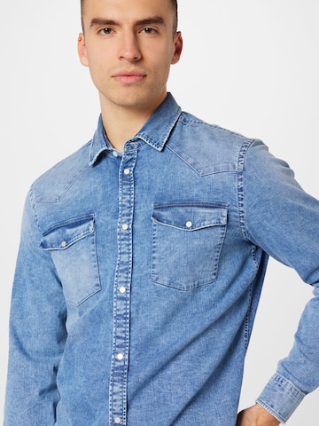 Dondup Regular fit Button Up Shirt 'CAMICIA' in Blue