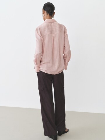 MANGO Blus 'CORTAZAR' i rosa