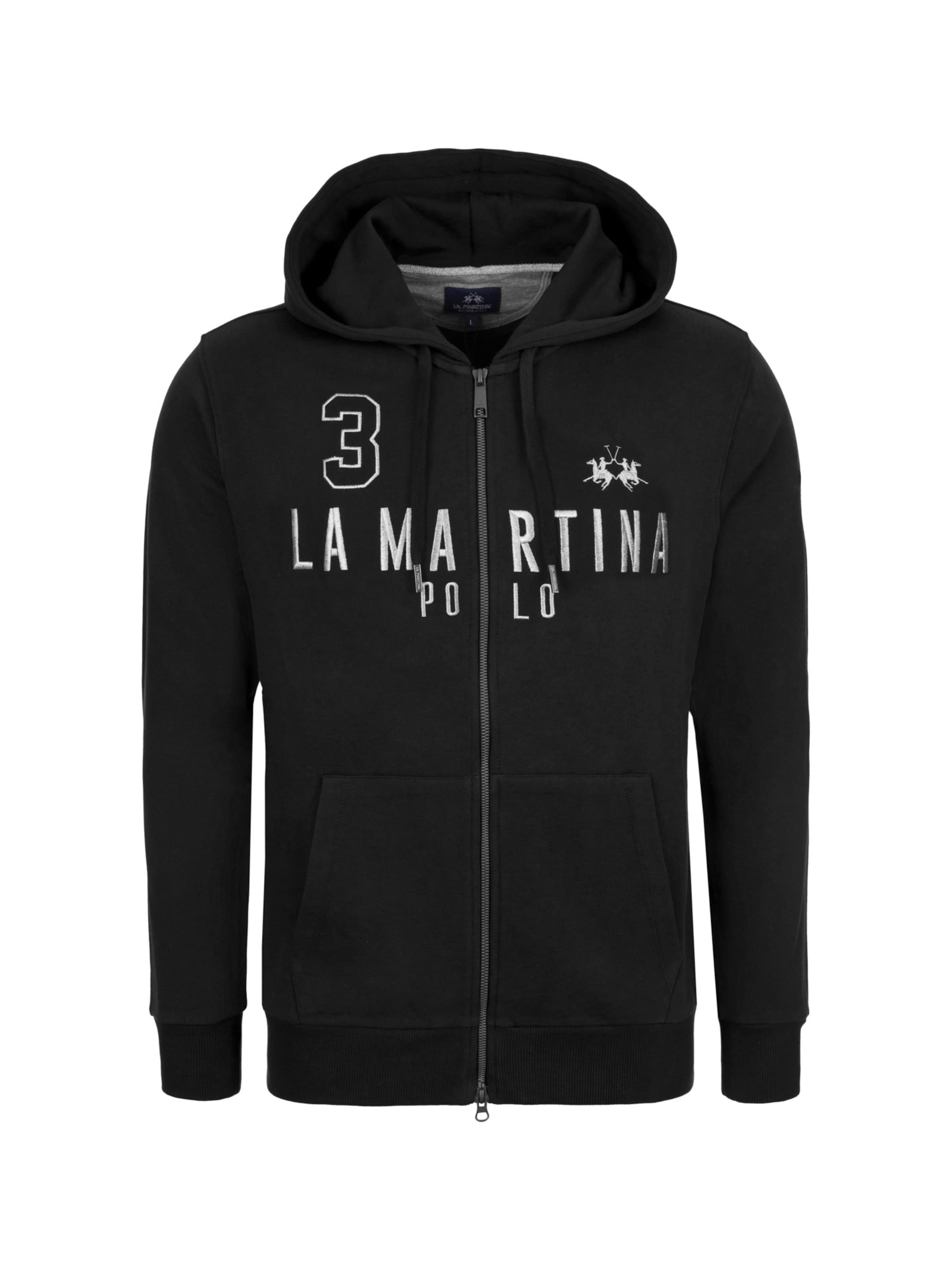 La Martina Sweatjacke 'MBF305' in Schwarz: Vorderseite