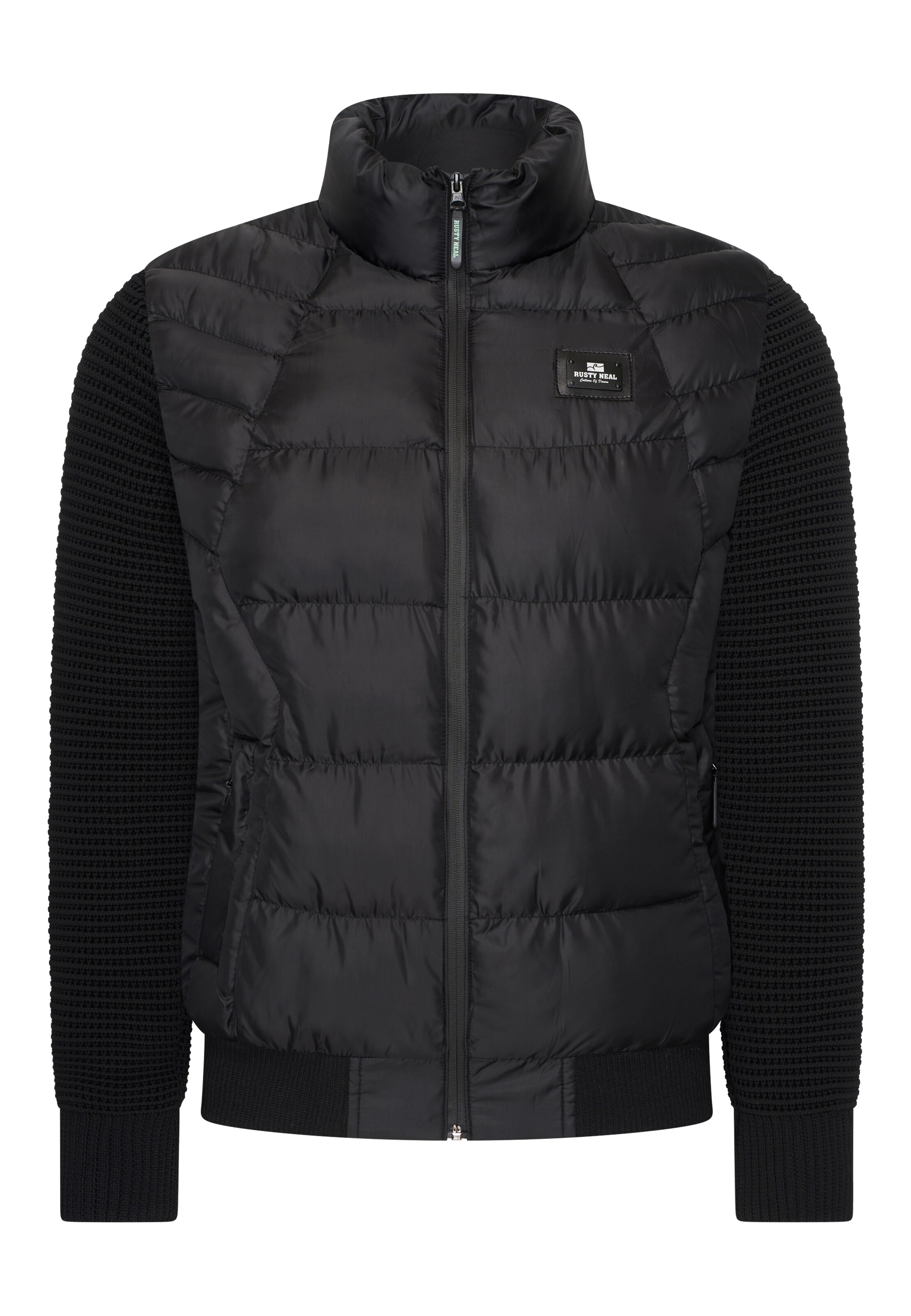 Rusty Neal Steppjacke in Schwarz: Vorderseite