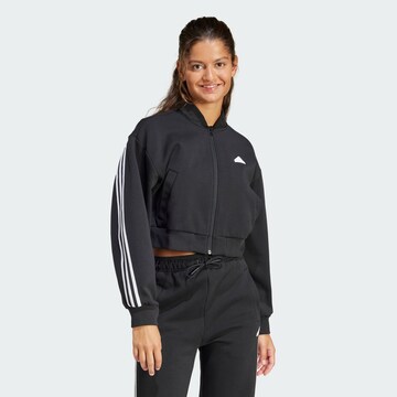 ADIDAS SPORTSWEAR Спортна жилетка с качулка 'Future Icons' в черно: отпред