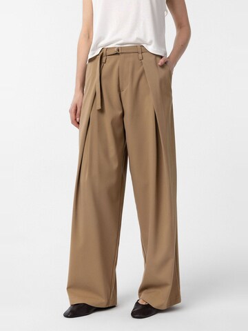 Antioch Loose fit Pleat-front trousers 'Marika' in Beige: front