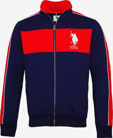 U.S. POLO ASSN. Zip-Up Hoodie 'Nels' in Blue: front