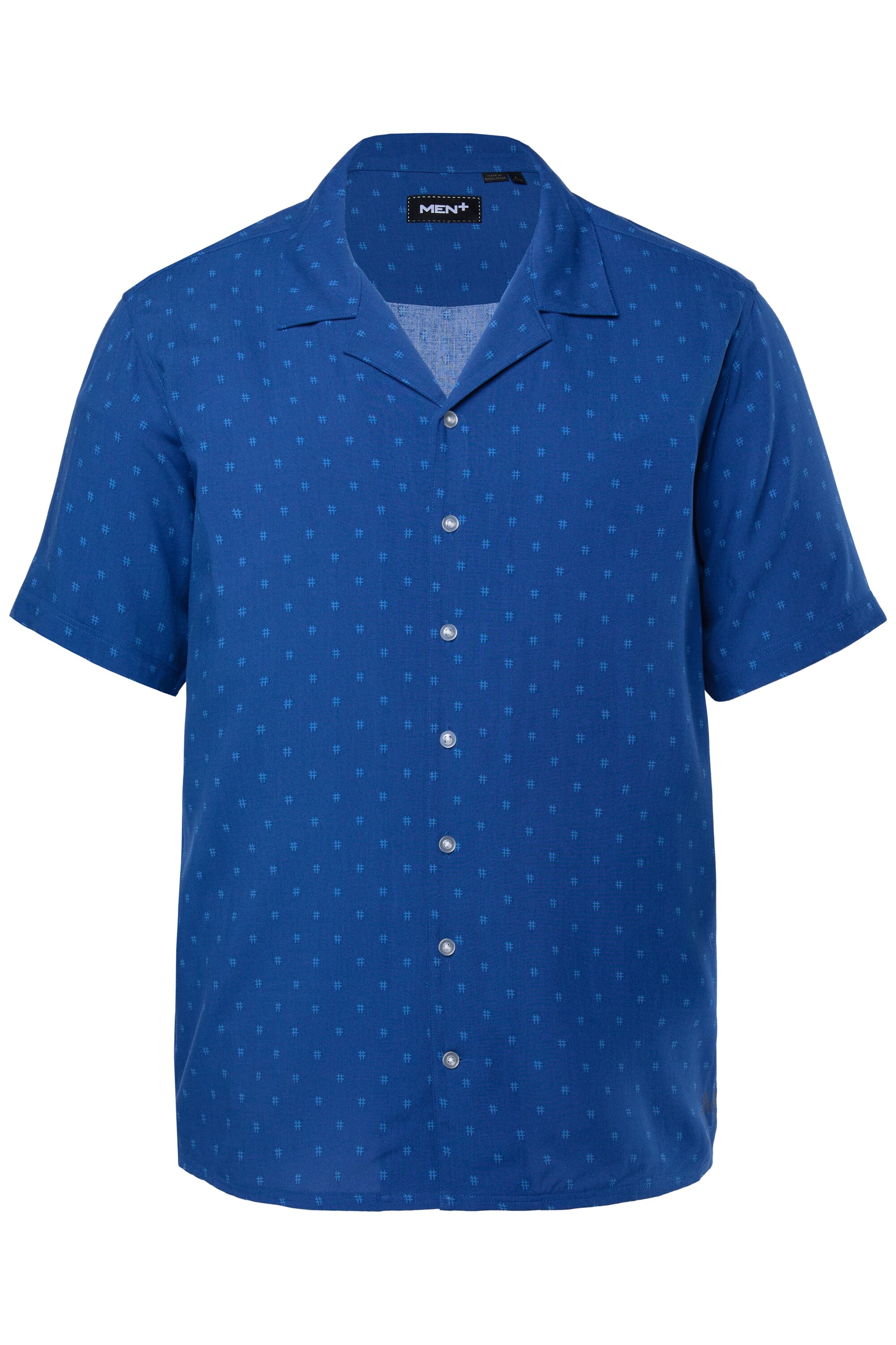 Men Plus Regular fit Button Up Shirt in Blue: front