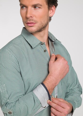 SPIETH & WENSKY Slim fit Traditional Button Up Shirt 'Dorf' in Green