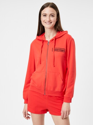 Calvin Klein Underwear Zip-Up Hoodie in Red: front